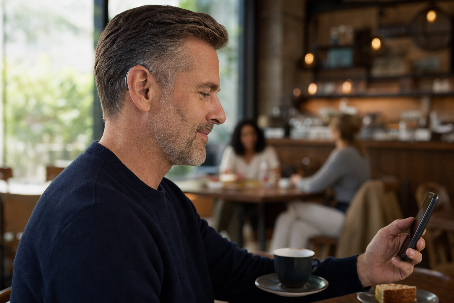 Bluetooth işitme cihazını telefonla eşleştiren kullanıcı