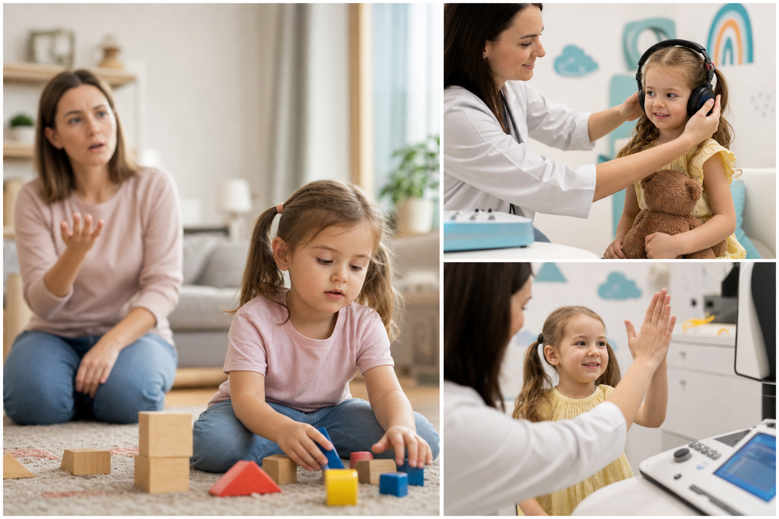 Çocukta işitme kaybı belirtilerini fark eden ebeveyn ve pediatrik uzman